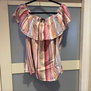 NWT: Off the Shoulder INC Striped Shirt